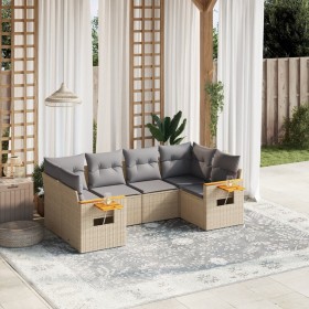 Gartensofa-Set mit Kissen, 6-teilig, beiges synthetisches Rattan von , Gartensets - Ref: Foro24-3259504, Preis: 496,92 €, Rab...