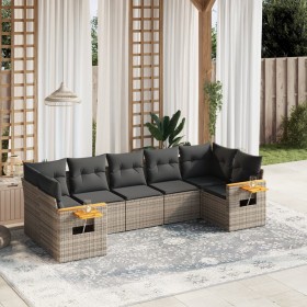 7-piece garden sofa set with gray PE rattan cushions by , Garden sets - Ref: Foro24-3259512, Price: 490,20 €, Discount: %