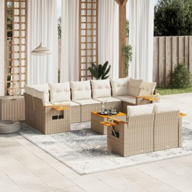 Gartensofa-Set mit beigen Kissen, 10-teilig, synthetisches Rattan von , Gartensets - Ref: Foro24-3259538, Preis: 833,75 €, Ra...