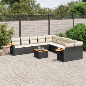 11-teiliges Gartensofa-Set und schwarze synthetische Rattankissen von , Gartensets - Ref: Foro24-3259599, Preis: 631,35 €, Ra...