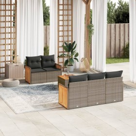 6-piece garden furniture set and gray synthetic rattan cushions by , Garden sets - Ref: Foro24-3259869, Price: 481,96 €, Disc...