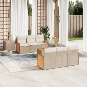 7-piece garden sofa set and beige synthetic rattan cushions by , Garden sets - Ref: Foro24-3259874, Price: 556,99 €, Discount: %