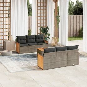 7-piece garden sofa set with gray PE rattan cushions by , Garden sets - Ref: Foro24-3259876, Price: 533,34 €, Discount: %