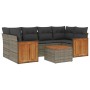 7-piece garden sofa set with gray PE rattan cushions by , Garden sets - Ref: Foro24-3259883, Price: 490,61 €, Discount: %