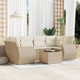 7-piece garden sofa set and beige synthetic rattan cushions by , Garden sets - Ref: Foro24-3253455, Price: 519,99 €, Discount: %