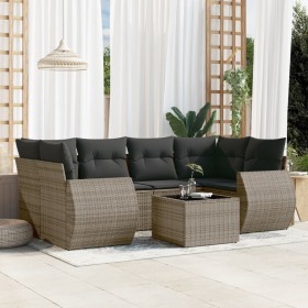 7-teiliges Gartensofa-Set mit grauen PE-Rattan-Kissen von , Gartensets - Ref: Foro24-3253457, Preis: 506,20 €, Rabatt: %