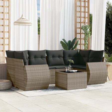 7-teiliges Gartensofa-Set mit grauen PE-Rattan-Kissen von , Gartensets - Ref: Foro24-3253457, Preis: 505,53 €, Rabatt: %