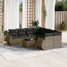 9-teiliges Gartenmöbel-Set und graue synthetische Rattankissen von , Gartensets - Ref: Foro24-3253497, Preis: 640,78 €, Rabat...