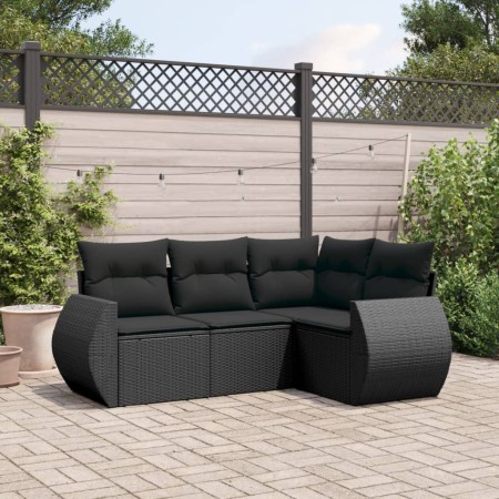 4-teilige Gartensofagarnitur mit schwarzen synthetischen Rattankissen von , Gartensets - Ref: Foro24-3253642, Preis: 298,19 €...