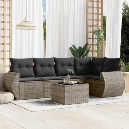 6-piece garden furniture set and gray synthetic rattan cushions by , Garden sets - Ref: Foro24-3253677, Price: 437,99 €, Disc...