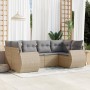 Garden sofa set with cushions 6 pieces beige synthetic rattan by , Garden sets - Ref: Foro24-3254116, Price: 488,32 €, Discou...