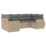 Garden sofa set with cushions 6 pieces beige synthetic rattan by , Garden sets - Ref: Foro24-3254116, Price: 488,32 €, Discou...