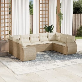 Set de sofás de jardín 9 pzas con cojines ratán sintético beige de , Conjuntos de jardín - Ref: Foro24-3254135, Precio: 785,9...