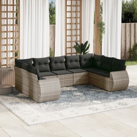 9-teiliges Gartenmöbel-Set und graue synthetische Rattankissen von , Gartensets - Ref: Foro24-3254137, Preis: 626,37 €, Rabat...