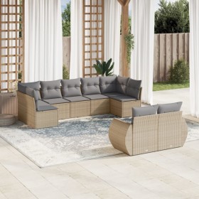 9-teiliges Gartensofa-Set mit beigen synthetischen Rattankissen von , Gartensets - Ref: Foro24-3254156, Preis: 679,16 €, Raba...