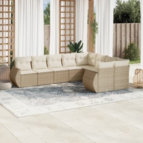 Set de sofás de jardín 9 pzas con cojines ratán sintético beige de , Conjuntos de jardín - Ref: Foro24-3254175, Precio: 785,9...