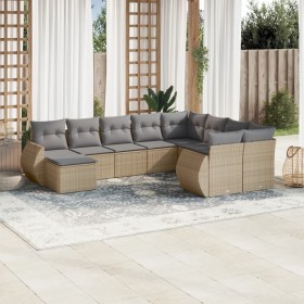 Garden sofa set with beige cushions 10 pieces synthetic rattan by , Garden sets - Ref: Foro24-3254196, Price: 546,99 €, Disco...