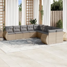 Gartensofa-Set mit beigen Kissen, 10-teilig, synthetisches Rattan von , Gartensets - Ref: Foro24-3254246, Preis: 693,10 €, Ra...