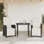 Table and chairs with cushions 3 pieces black synthetic rattan by , Garden sets - Ref: Foro24-3212514, Price: 363,58 €, Disco...