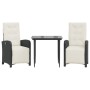 Table and chairs with cushions 3 pieces black synthetic rattan by , Garden sets - Ref: Foro24-3212514, Price: 363,58 €, Disco...