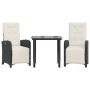 Table and chairs with cushions 3 pieces black synthetic rattan by , Garden sets - Ref: Foro24-3212521, Price: 338,42 €, Disco...