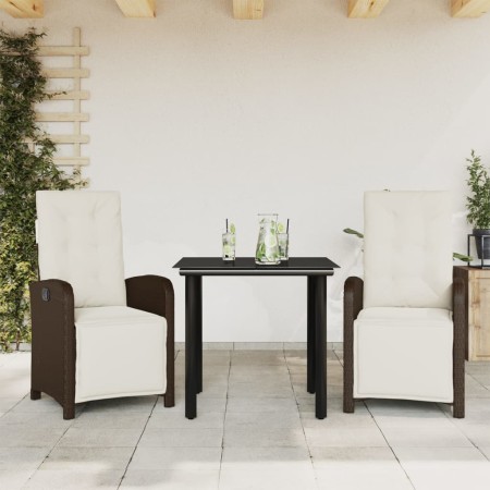 Gartenstühle und Tisch mit Kissen 3 Stück braunes PE-Rattan von , Gartensets - Ref: Foro24-3212549, Preis: 347,06 €, Rabatt: %