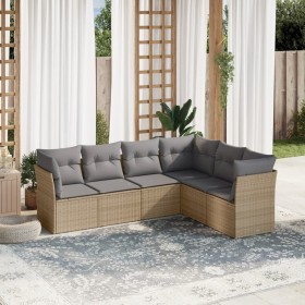 Garden sofa set with cushions 6 pieces beige synthetic rattan by , Garden sets - Ref: Foro24-3217679, Price: 408,52 €, Discou...