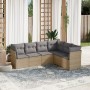 Garden sofa set with cushions 6 pieces beige synthetic rattan by , Garden sets - Ref: Foro24-3217679, Price: 395,80 €, Discou...