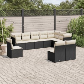 Set de sofás de jardín 10 pzas cojines ratán sintético negro de , Conjuntos de jardín - Ref: Foro24-3217796, Precio: 623,98 €...