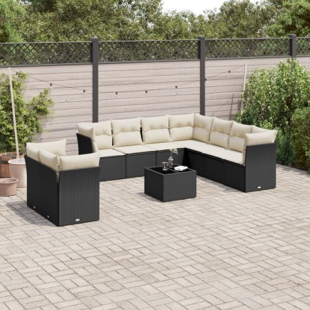 Set de sofás de jardín 10 pzas cojines ratán sintético negro de , Conjuntos de jardín - Ref: Foro24-3217846, Precio: 643,61 €...