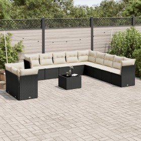 Gartensofa-Set 12-teilig mit schwarzen synthetischen Rattankissen von , Gartensets - Ref: Foro24-3217886, Preis: 801,13 €, Ra...