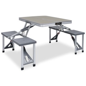 Folding camping table with 4 seats steel aluminum by vidaXL, camping furniture - Ref: Foro24-47686, Price: 103,64 €, Discount: %