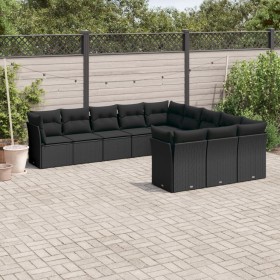 11-teiliges Gartensofa-Set und schwarze synthetische Rattankissen von , Gartensets - Ref: Foro24-3218405, Preis: 667,52 €, Ra...