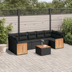 8-teiliges Gartensofa-Set und schwarze synthetische Rattankissen von , Gartensets - Ref: Foro24-3227490, Preis: 516,28 €, Rab...