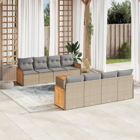 9-teiliges Gartensofa-Set mit beigen synthetischen Rattankissen von , Gartensets - Ref: Foro24-3227501, Preis: 653,80 €, Raba...