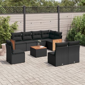 8-teiliges Gartensofa-Set und schwarze synthetische Rattankissen von , Gartensets - Ref: Foro24-3227728, Preis: 513,49 €, Rab...