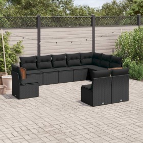 Gartensofa-Set 10-teilig mit schwarzen synthetischen Rattankissen von , Gartensets - Ref: Foro24-3227749, Preis: 592,28 €, Ra...