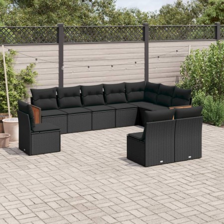 Set de sofás de jardín 10 pzas cojines ratán sintético negro de , Conjuntos de jardín - Ref: Foro24-3227749, Precio: 627,31 €...