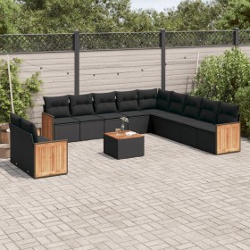 Gartensofa-Set 12-teilig mit schwarzen synthetischen Rattankissen von , Gartensets - Ref: Foro24-3227812, Preis: 806,07 €, Ra...