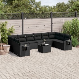 11-teiliges Gartensofa-Set und schwarze synthetische Rattankissen von , Gartensets - Ref: Foro24-3220674, Preis: 731,22 €, Ra...