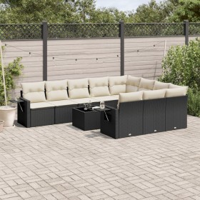 11-piece garden sofa set and black synthetic rattan cushions by , Garden sets - Ref: Foro24-3220695, Price: 715,24 €, Discoun...