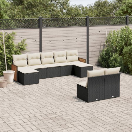 8-teiliges Gartensofa-Set und schwarze synthetische Rattankissen von , Gartensets - Ref: Foro24-3228051, Preis: 512,25 €, Rab...