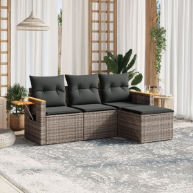 4-piece garden sofa set and gray synthetic rattan cushions by , Garden sets - Ref: Foro24-3226746, Price: 274,37 €, Discount: %