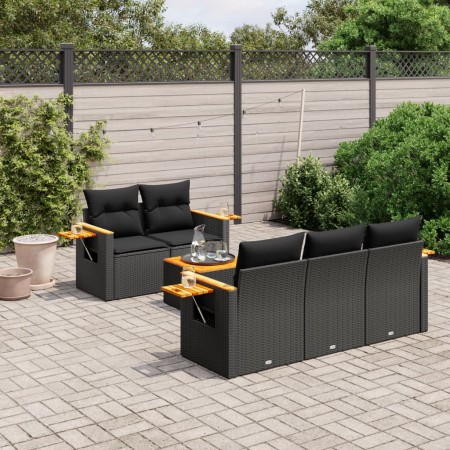 6-teilige Gartensofagarnitur und schwarze synthetische Rattankissen von , Gartensets - Ref: Foro24-3226622, Preis: 422,90 €, ...