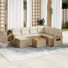 Gartensofa-Set mit beigen Kissen 8 Stück PE-Rattan von , Gartensets - Ref: Foro24-3227052, Preis: 649,99 €, Rabatt: %