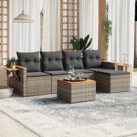 6-piece garden furniture set and gray synthetic rattan cushions by , Garden sets - Ref: Foro24-3226767, Price: 368,78 €, Disc...