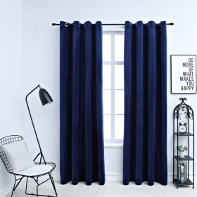 Blackout curtains rings 2 pcs dark blue velvet 140x245cm by vidaXL, Curtains and curtains - Ref: Foro24-134530, Price: 42,59 ...