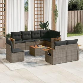 9-piece garden furniture set and gray synthetic rattan cushions by , Garden sets - Ref: Foro24-3227012, Price: 652,21 €, Disc...