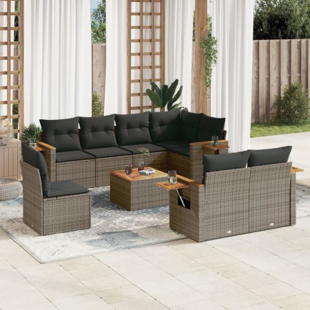 9-teiliges Gartenmöbel-Set und graue synthetische Rattankissen von , Gartensets - Ref: Foro24-3227012, Preis: 651,23 €, Rabat...