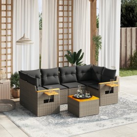 7-teiliges Gartensofa-Set mit grauen PE-Rattan-Kissen von , Gartensets - Ref: Foro24-3226641, Preis: 477,25 €, Rabatt: %